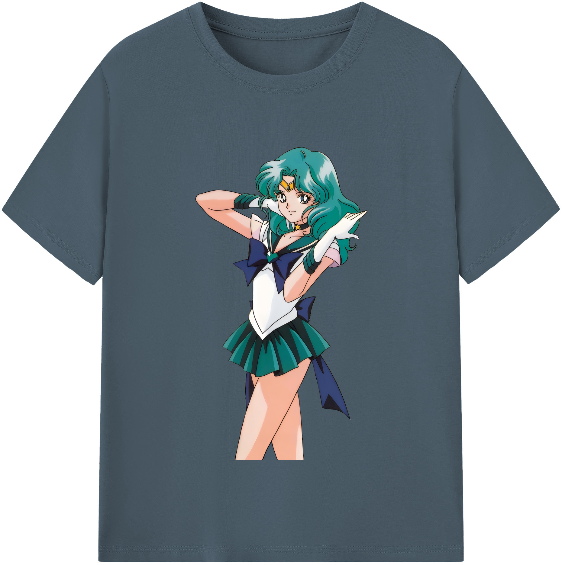 （画像用） 美少女戦士セーラームーン 海王 みちる（かいおう みちる） Sailor Moon Kaiou Michiru 綿100％半袖Tシャツ（フロントプリント）